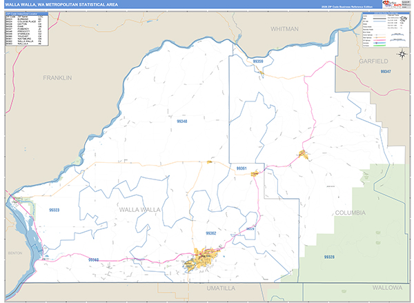 Walla Walla Metro Area Wall Map